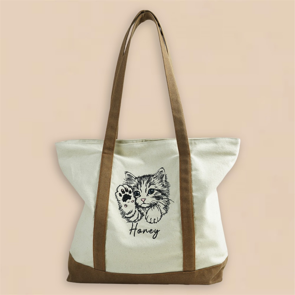 Coffee Canvas Tote Bag,Personalized Bachelorette Gift,Beach Bag,Embroidered Name Pet Carrier