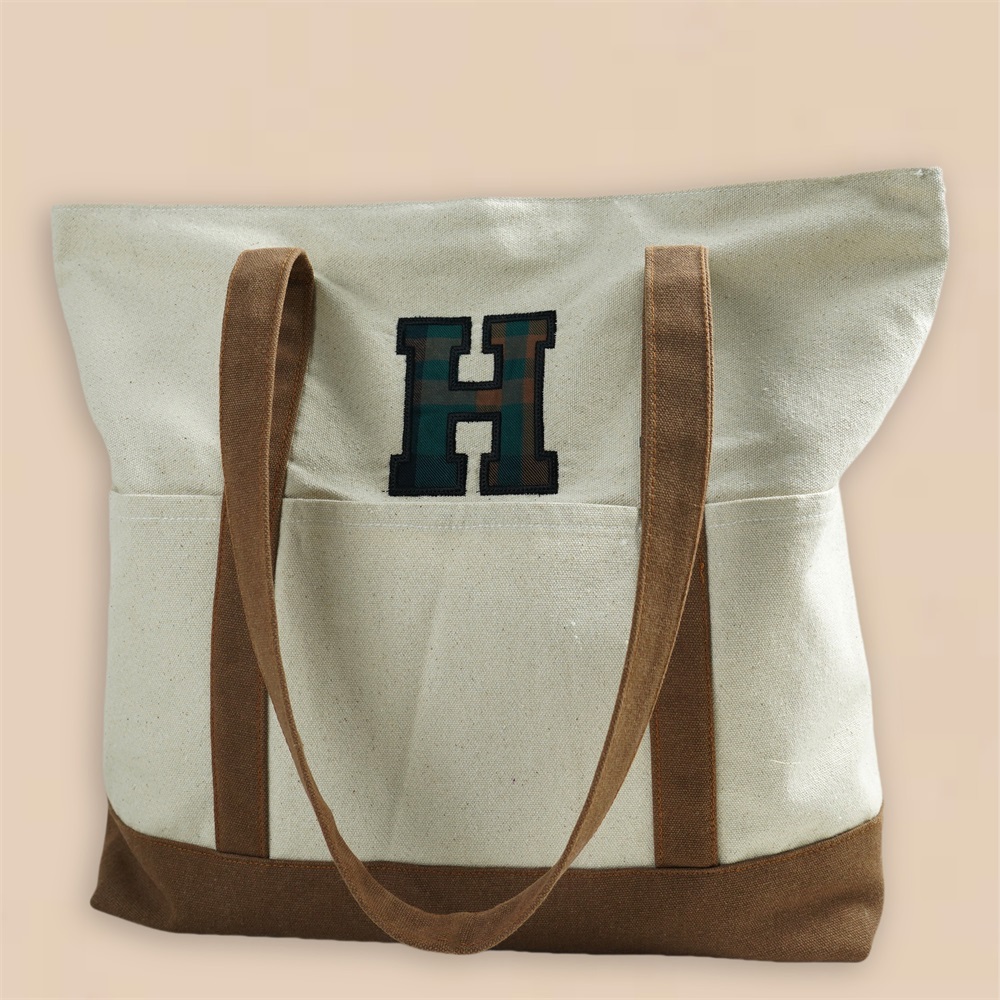 Classical Canvas Tote Bag,Personalized Beach Bag,Embroidered Name Pet Carrier