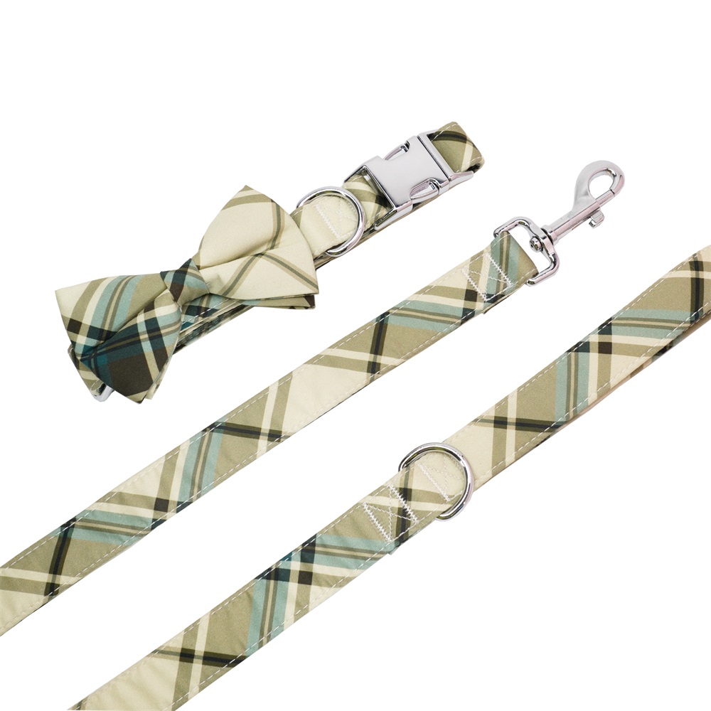 Plaid Dog Bowtie Collar Leash