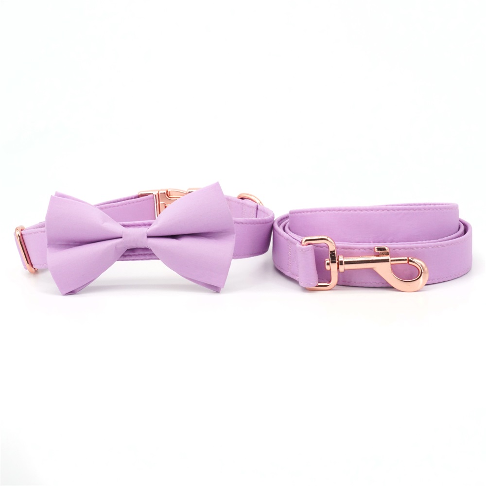 Solid Purple Dog Bowtie Collar Leash