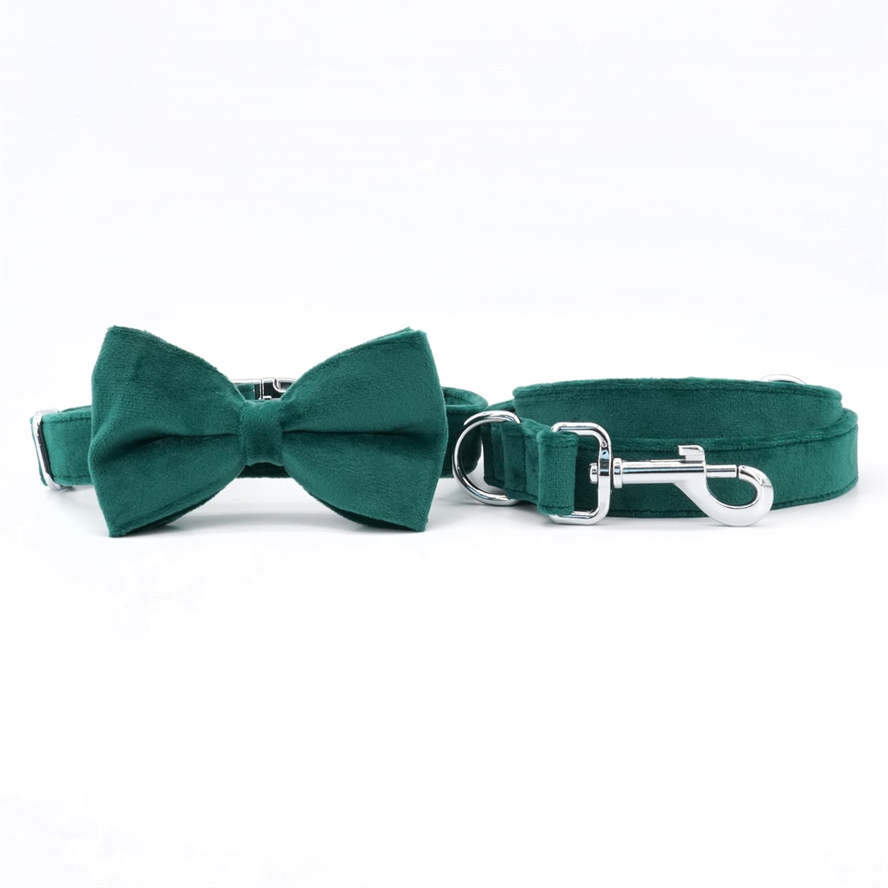 Velet Green Dog Bowtie Collar Leash