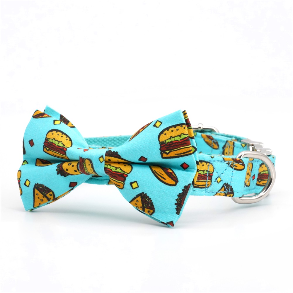 Hamburger Dog Bowtie Collar Leash