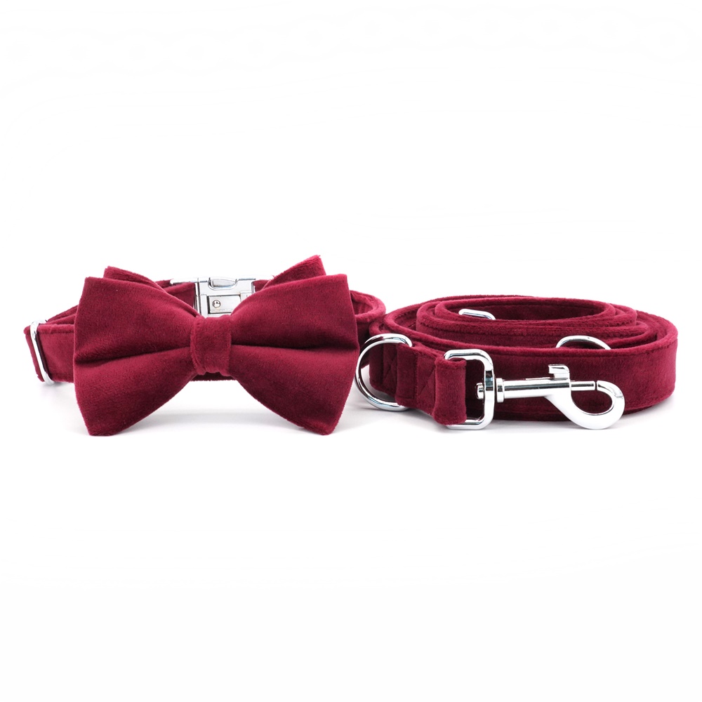 Velet  Red Dog Bowtie Collar Leash