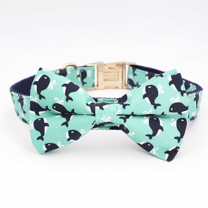 Summer Whale Dog Bowtie Collar Leash