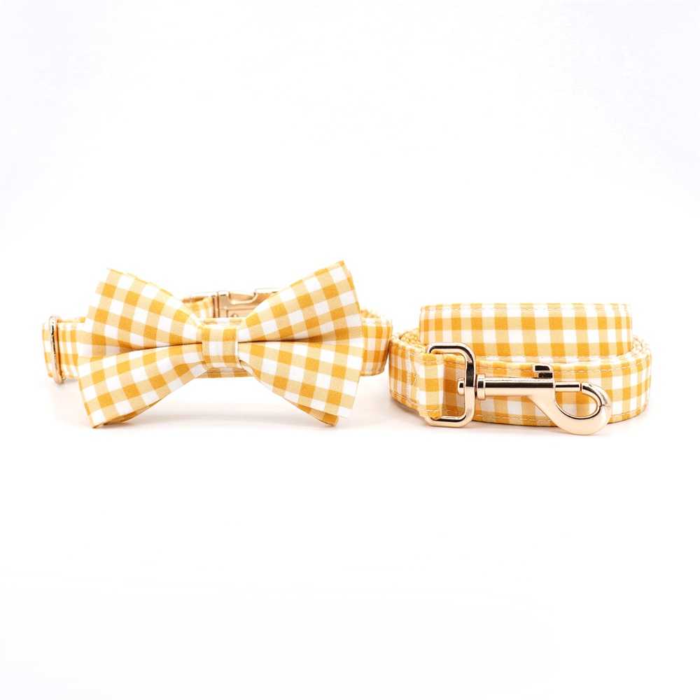 Classical Plaid Dog Bowtie Collar Leash