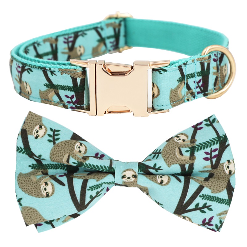 Sloth Dog Bowtie Collar Leash