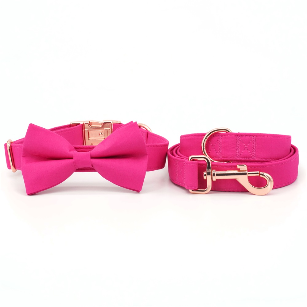 Hot Pink Dog Bowtie Collar Leash