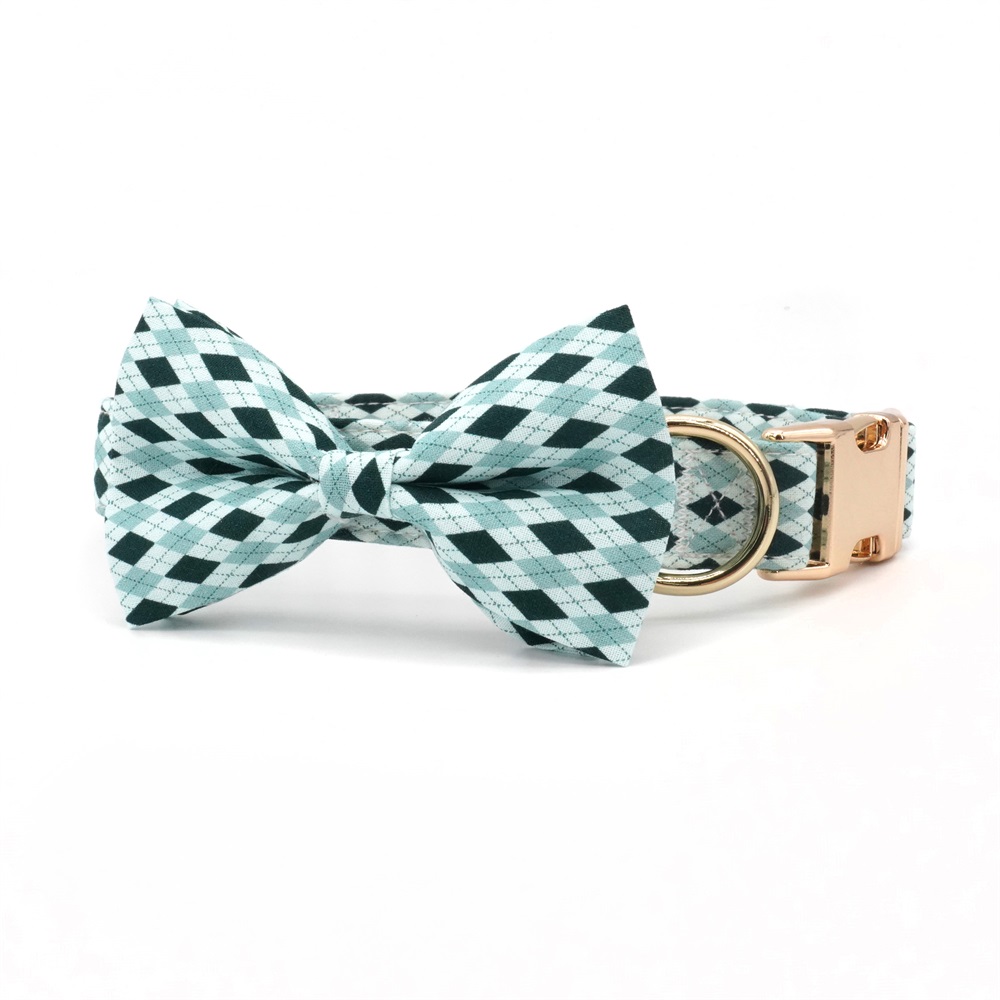 Checked Dog Bowtie Collar Leash