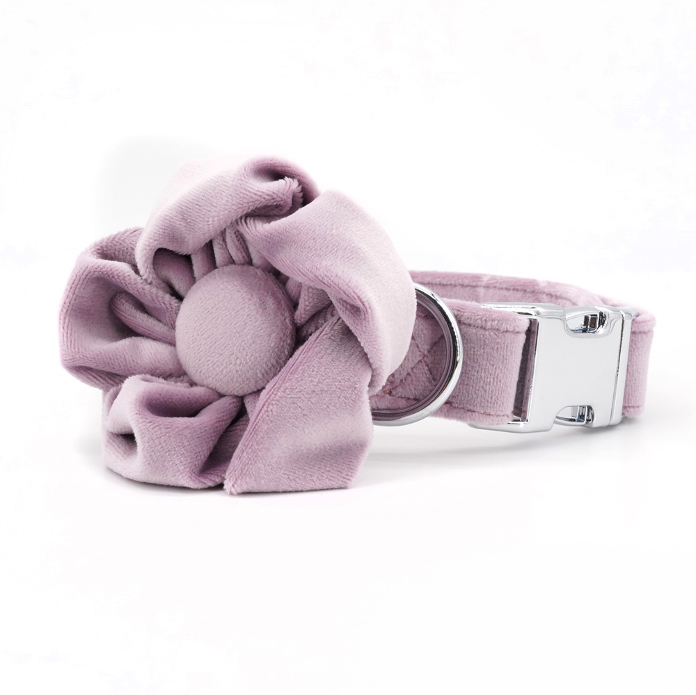 Velet Purple Dog Collar Flower  Leash Set For Pet Lover Gift