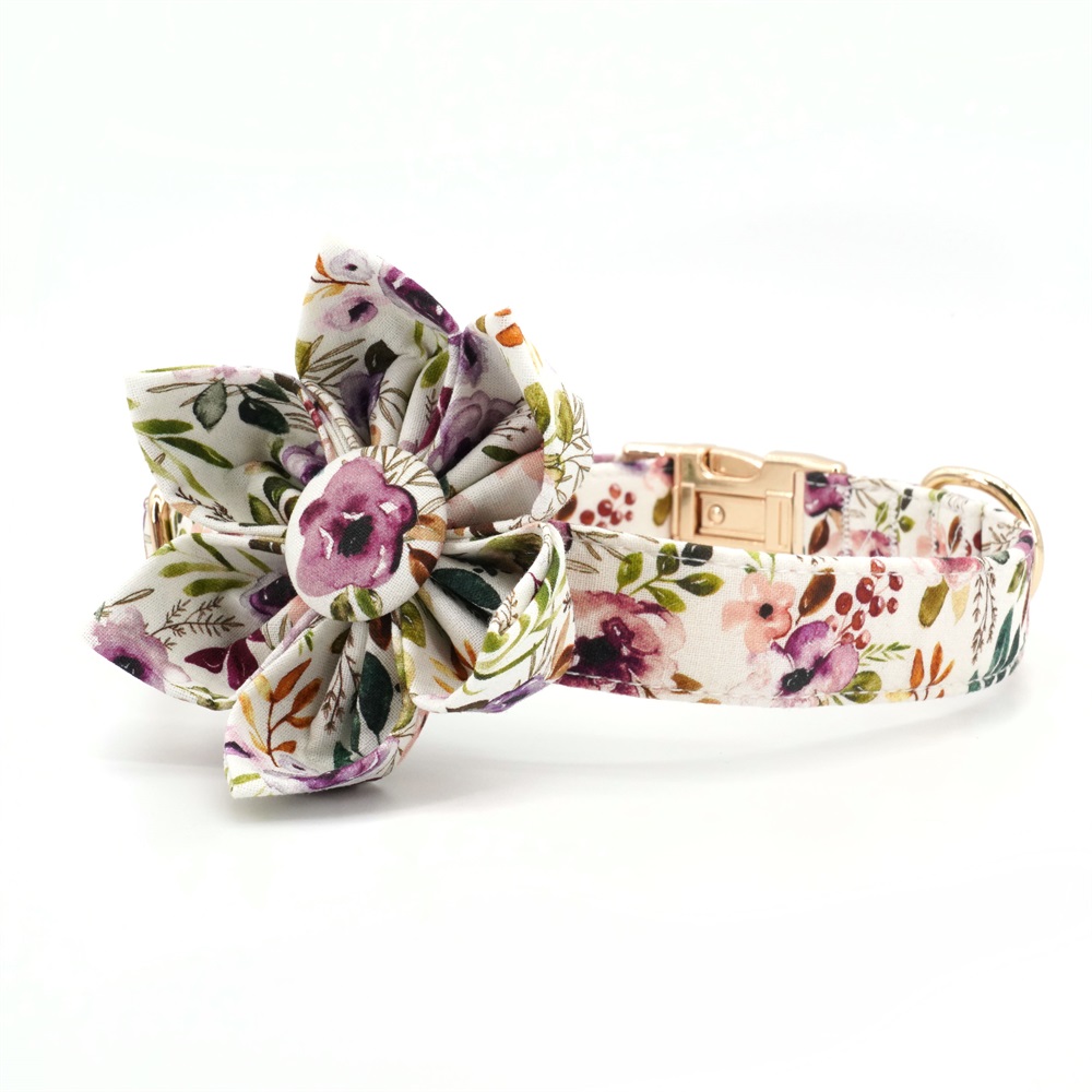Floral Dog Collar Flower  Leash Set For Pet Lover Gift