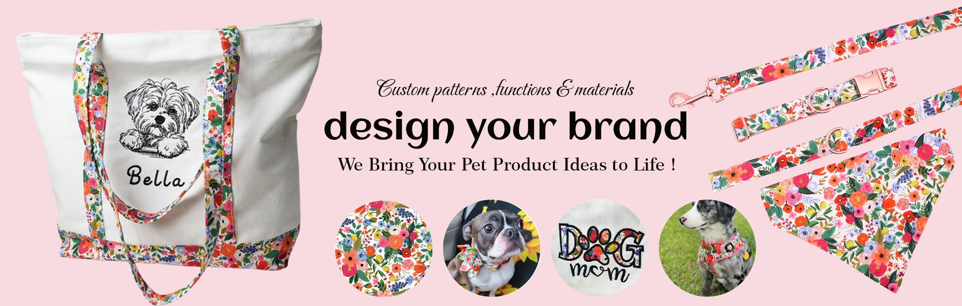 custom dog pet tote bag collar leash harness