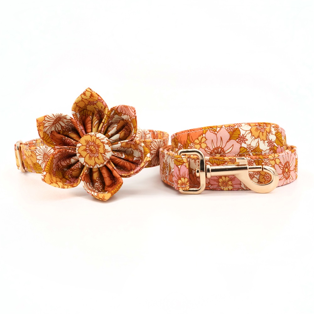 Floral Girly Dog Collar Flower with Matching Leash 