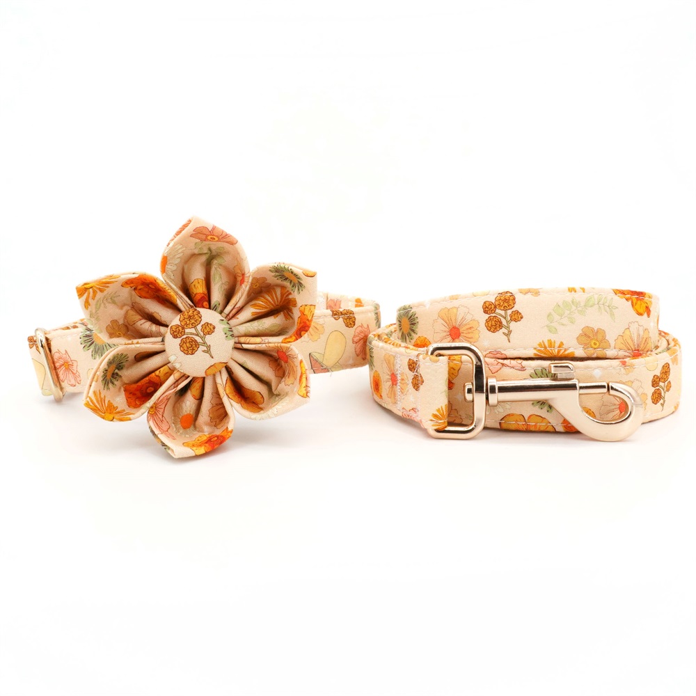 Autumn Dog Collar Flower with Matching Leash 