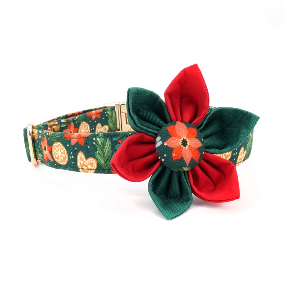 Christmas Dog Collar Flower with Matching Leash 