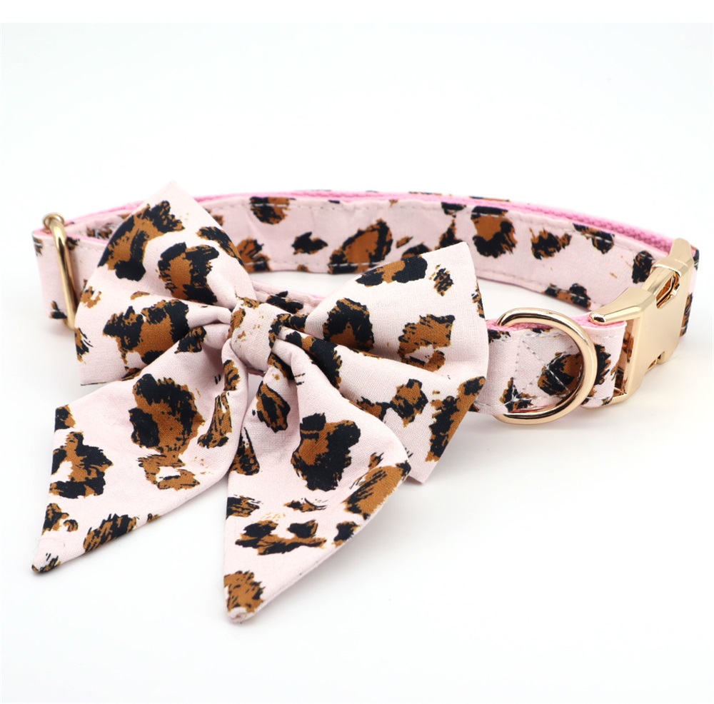 Leopard Dog Collar Flower Removable Pet Floral Wedding Dog Accessory