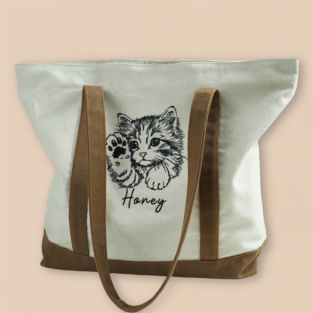 Custom Embroidered Tote Bag Canvas Name Dog Mom Gift