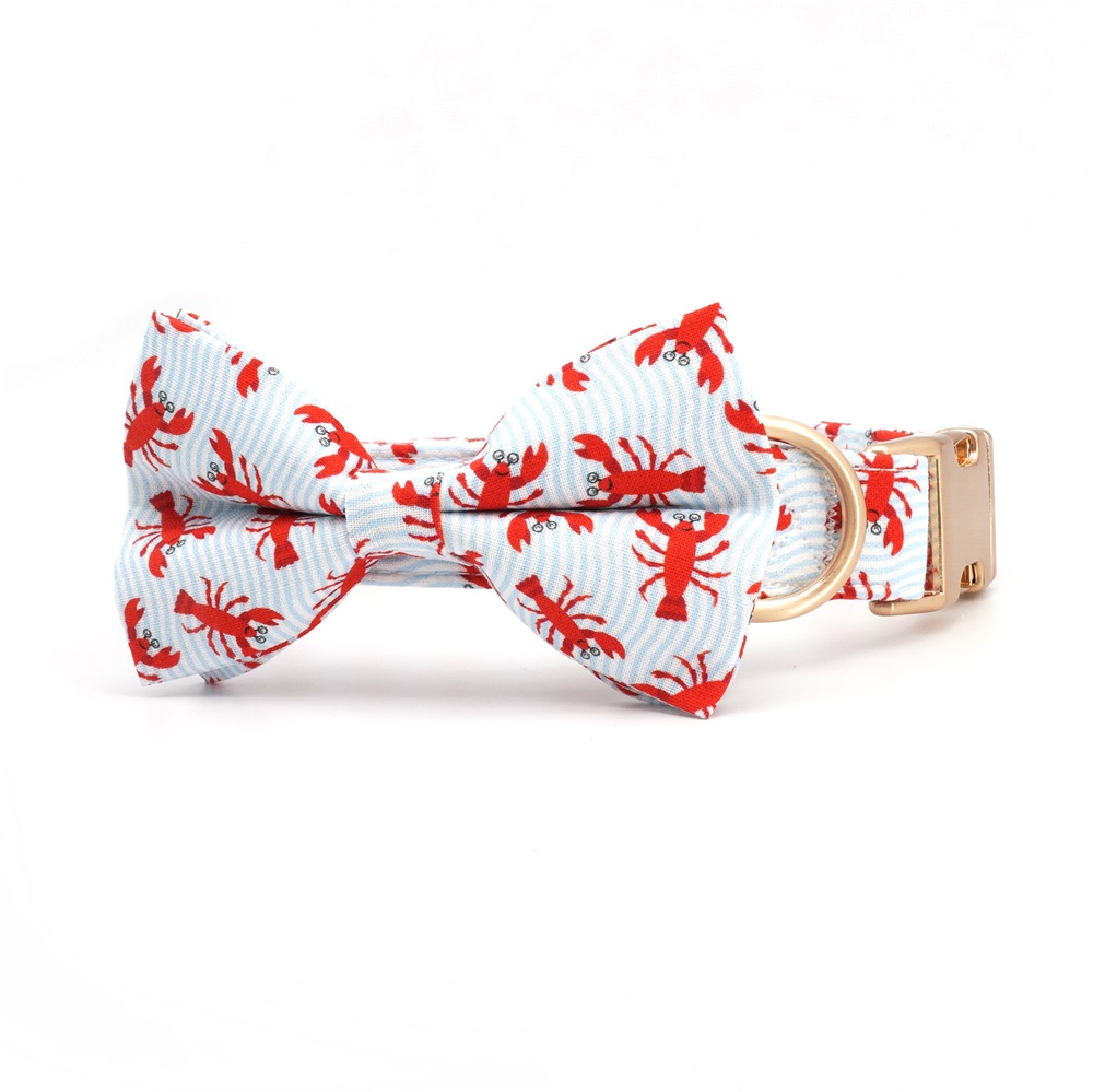 Lobster Dog Collar Bowtie with Matching Leash