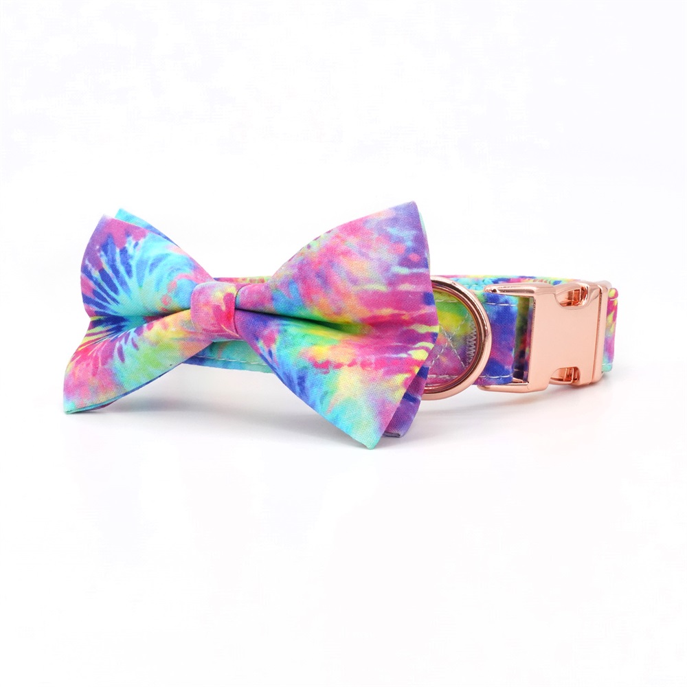 Tie-dye Dog Collar Bowtie with Matching Leash