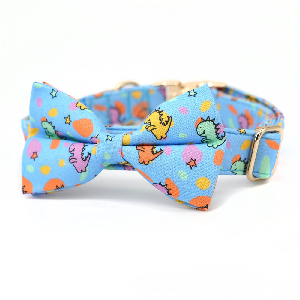 Dino Dog Collar Bowtie with Matching Leash