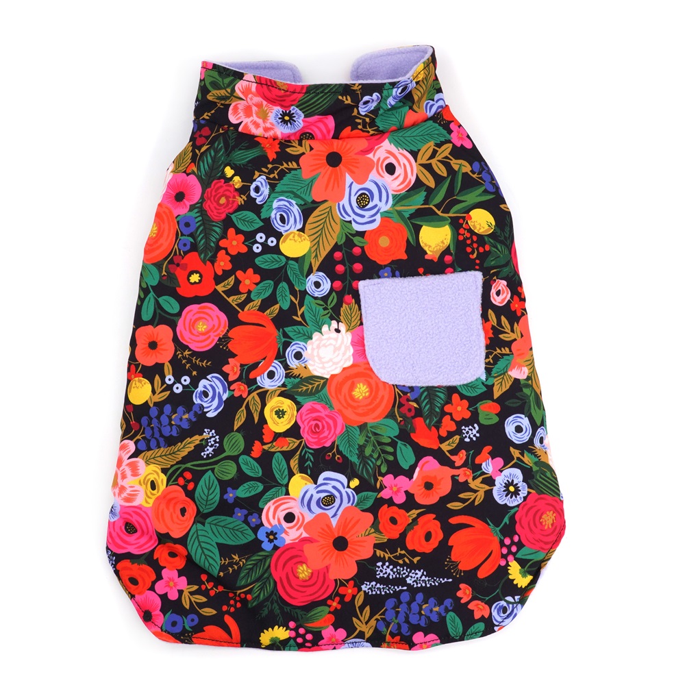 Floral Lightweight Quilted Jacket with harness zipper, Water Resistant, Soft Feel Pet Warm Coat