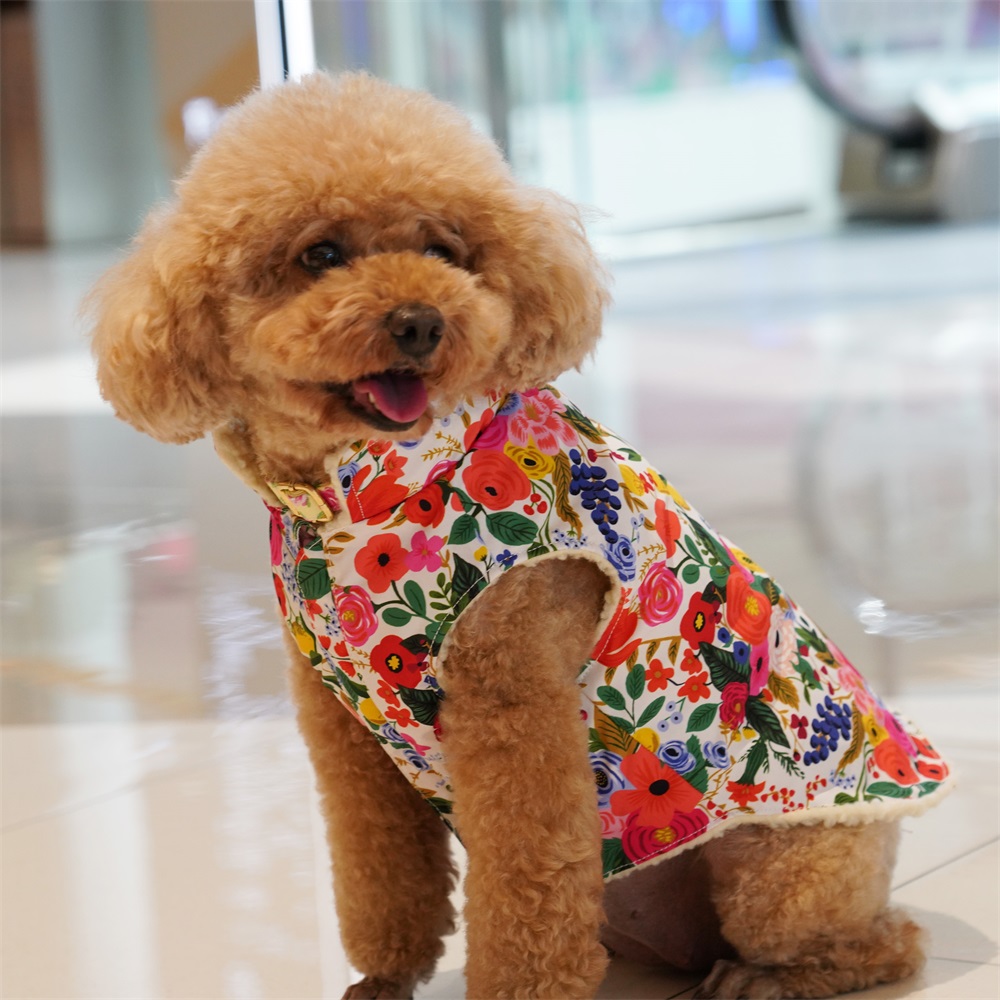 Plaid Lightweight Quilted Jacket with harness zipper, Water Resistant, Soft Feel Pet Warm Coat