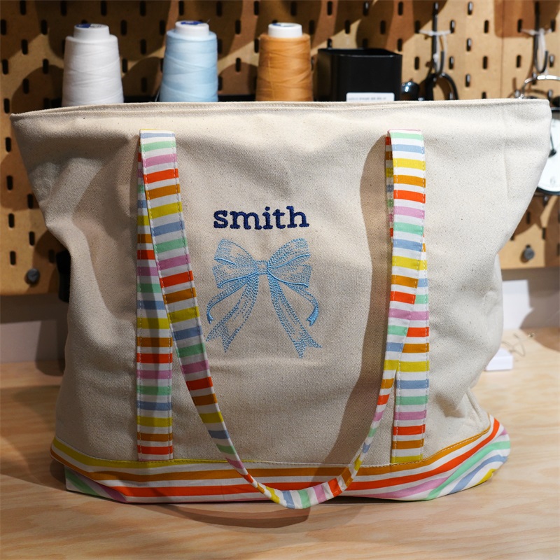 Custom Embroidered Tote Bag Canvas Name Dog Mom Gift