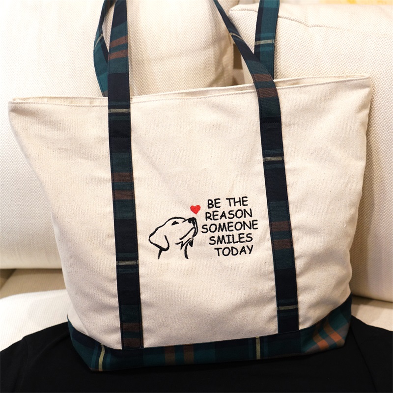 Custom Embroidered Tote Bag Canvas Name Dog Mom Gift