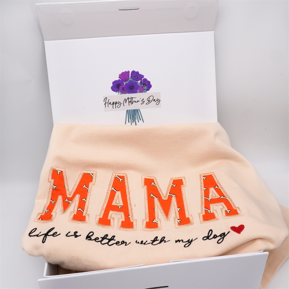 Custom Dog Mom T Shirt, Personalized Pet Crewneck Hoodie, Embroidered Cat Crewneck