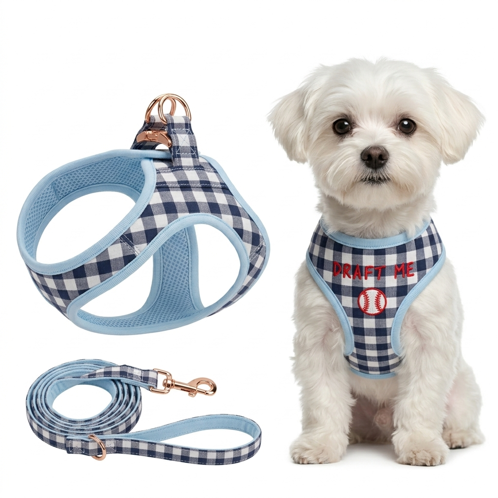 Baseball Personalized Step-In Dog Harness, Soft Comfortable No-Pull Harness with Embroidered Name, Custom Pet Harness for Small Medium Dogs