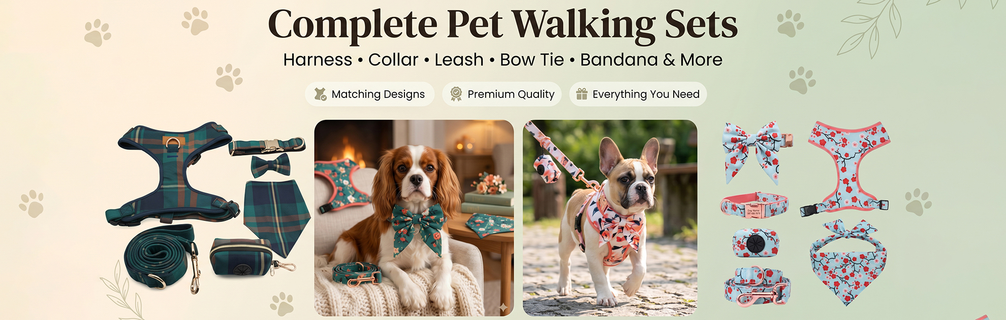 custom dog pet tote bag collar leash harness